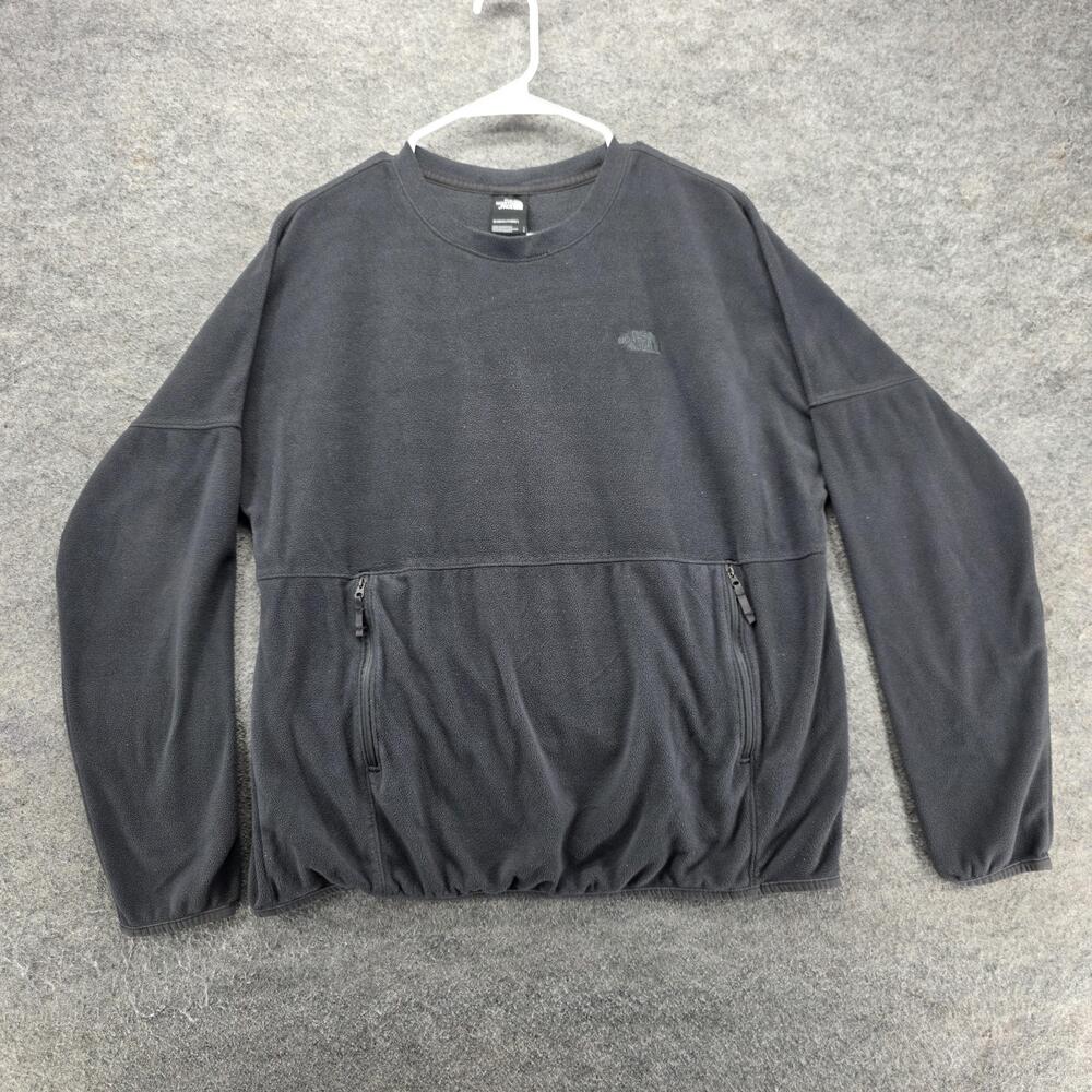 The North Face Sweatshirt Womens L Black Pullover Fleece Zip Pockets Logo